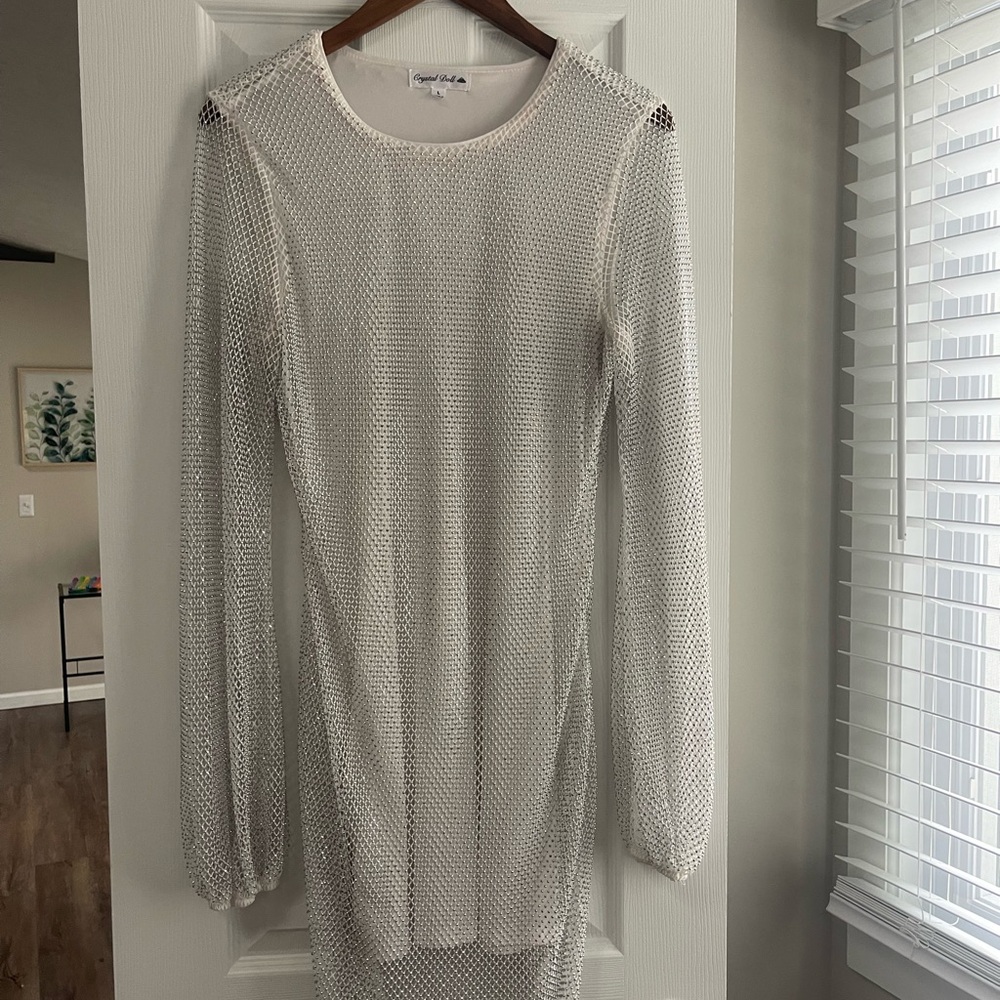 Elegant White Mesh Dress